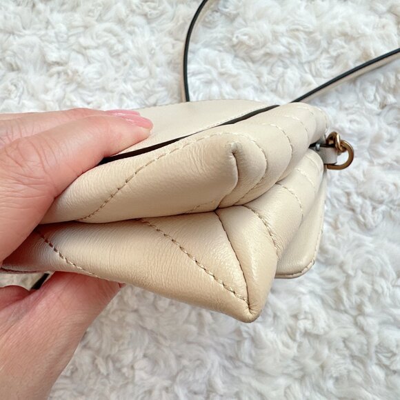 Tory Burch Kira Chevron Chain Wallet in Color New Cream - Picture 10 of 15